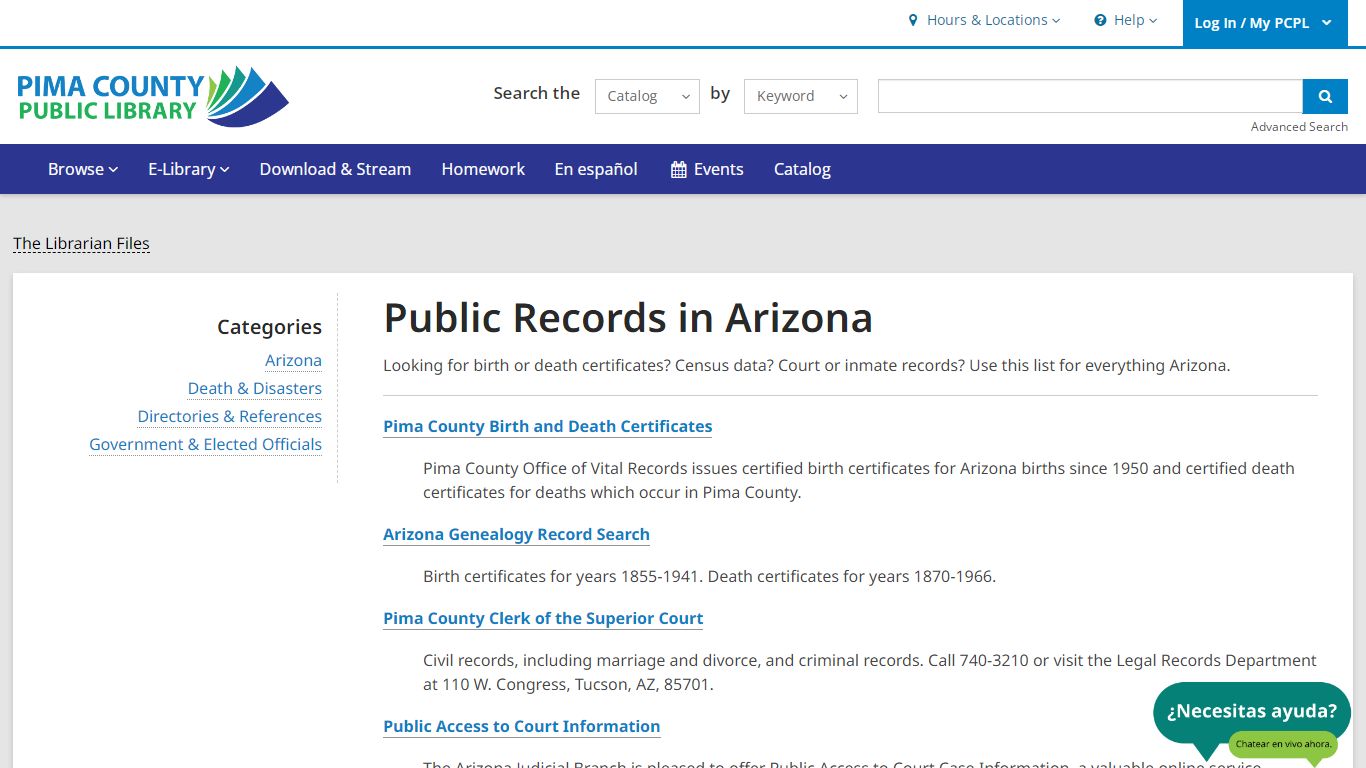 Public Records in Arizona | Pima County Public Library