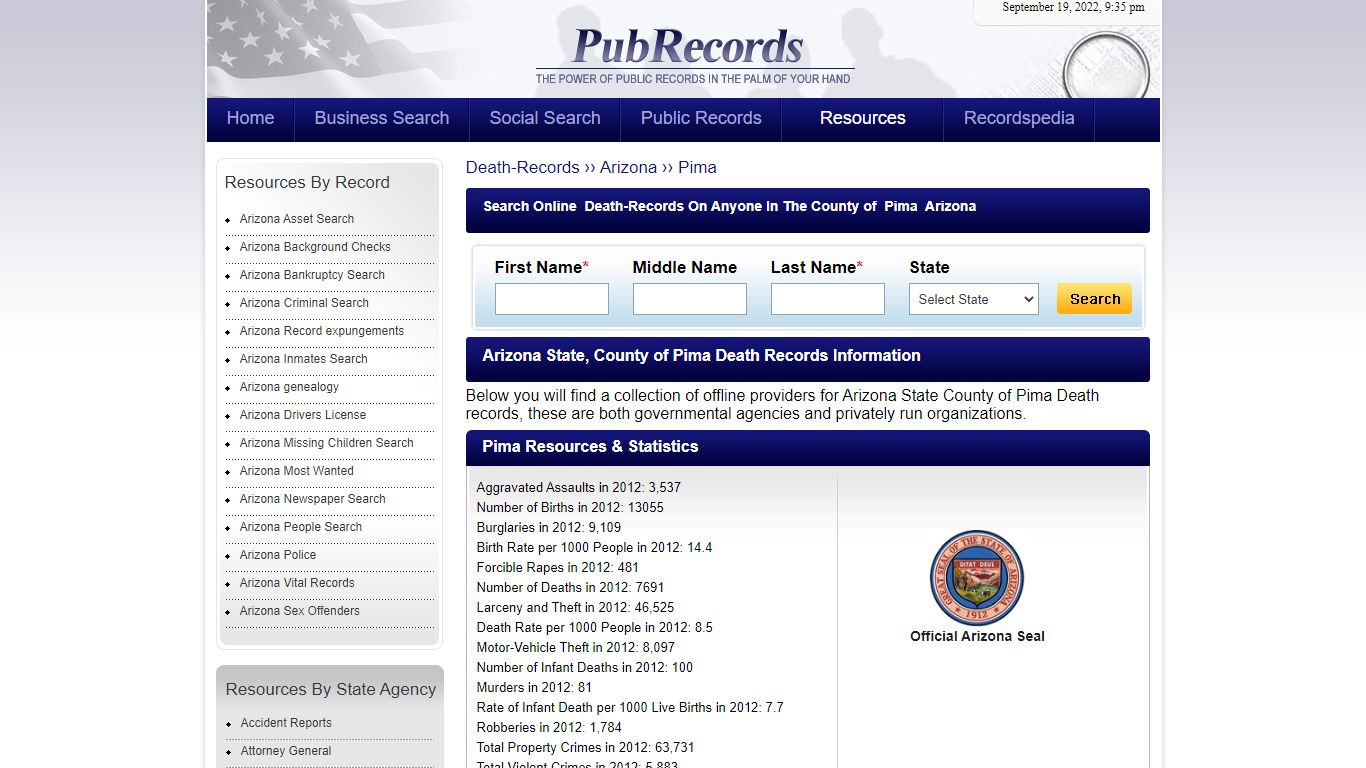 Pima County, Arizona Death Records - Pubrecords.com